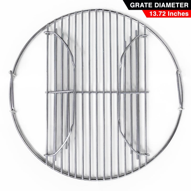 GRILLVANA 201 Stainless Steel Charcoal Grill Cooking Replacement Grate (ACTUAL DIAMETER 13.72 INCHES) With handles and hinges - Compatible with Weber 14" Smokey Joe - Image 3